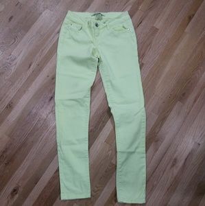 Neon yellow skinny jeans size 3